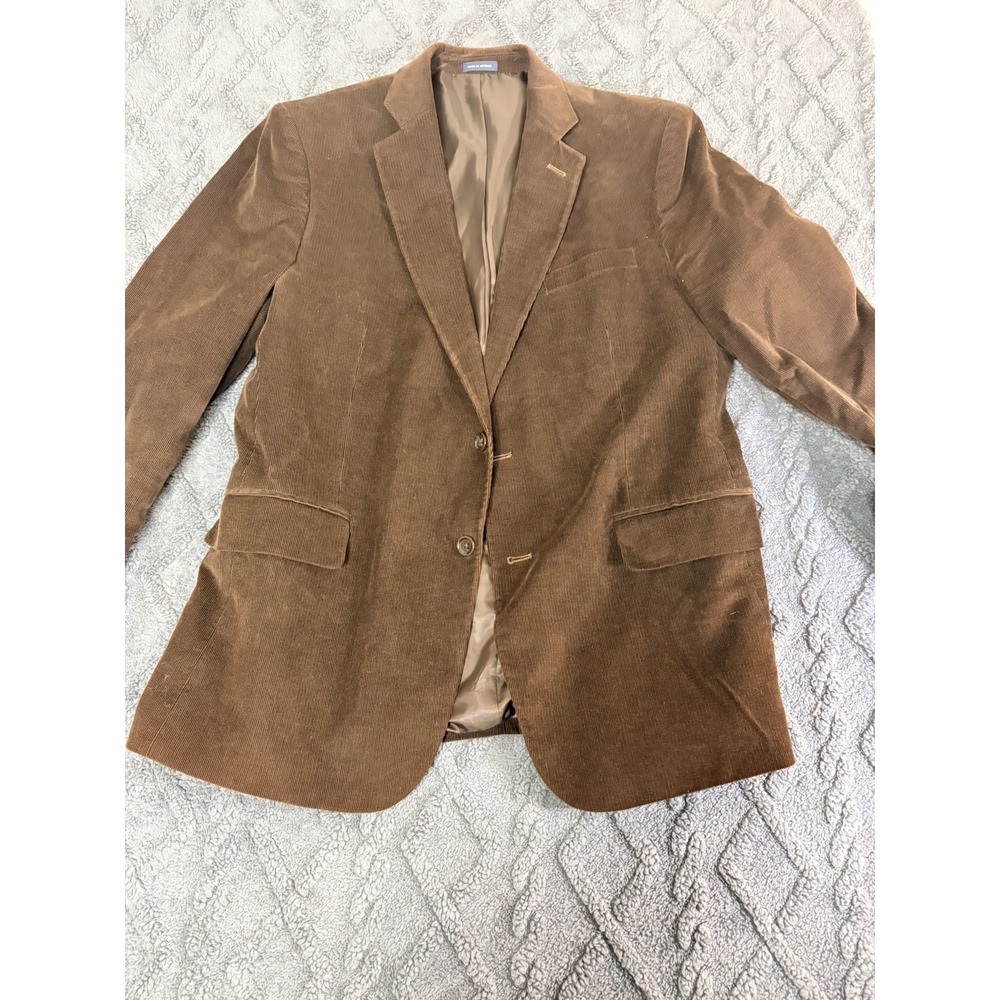Stafford Corduroy Sports Coat Blazer Jacket 48R Brown Elbow Patches Two Button @